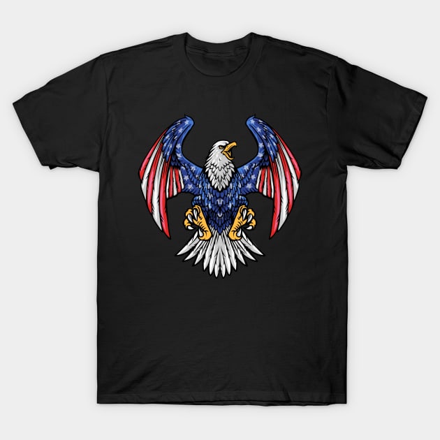 The Majestic Bald Eagle Soaring in American Pride T-Shirt by Nomad ART